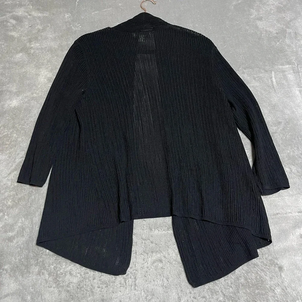 Coldwater Creek Cardigan Womens Medium Knit Open Front Black Stretchy - Picture 5 of 5